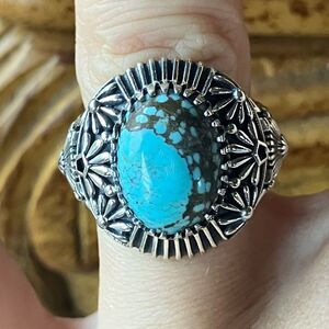 Natural Blue Moon Turquoise Sterling Silver Ring Size 7